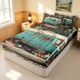 thumbnail image 1 of Erosebridal Rustic Teal Camper Zipper Twin Comforter Sets with Fitted Sheet and 2 Pillowcases, Happy Camping Zipper Bedding Set, Black Reversible, 1 of 7
