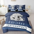 thumbnail image 1 of Erosebridal SIndianapolis Bedding Sets King Size,Navy Blue Green Stripes Comforter Sets with Sheets,Rugby Helmet Bed in a Bag King Size,Stylish Living Room Decoration Reversible,7-Piece, 1 of 6