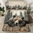 thumbnail image 1 of Erosebridal Safari Bear Fitted Sheet Full, Jungle Animal Bedding Set Full Size, Woodland Wildlife Room Decorative, Lightweight 3pcs, 1 of 5
