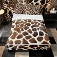 thumbnail image 1 of Erosebridal Safari Giraffe Spot Pattern Zipper Full Size Comforter Sets with Fitted Sheet and 2 Pillowcases,Earthy Texture Print Zipper Bedding Set,Brown, 1 of 6