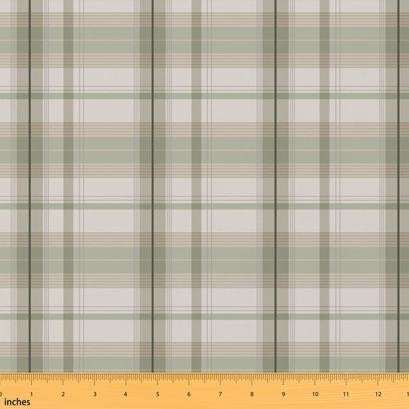 Erosebridal Sage Green Plaid Fabric by the Yard 1 Yard, Tartan Check Stripe Home Decor Fabric by the Yard