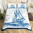 thumbnail image 1 of Erosebridal Sailboats Duvet Cover Full,Sea Waves Seagull Bedding Sets Full Size,Sea Anventure Theme Comforter Cover Full For Teens,Ultra Soft Room Decoration Reversible,3 Pieces（No Comforter）, 1 of 7