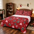 thumbnail image 1 of Manfei Santa Bed Sheets Holiday Full Size Sheets, Pink Red 4 Pieces (1 Flat Sheet, 1 Fitted Sheet and 2 Pillowcases), 1 of 6