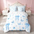 thumbnail image 1 of Erosebridal Sassy Satin Bow Ribbon Twin Bedding for Girls, Romantic Floral Print Bedding Comforter Set, Stars Reversible 7 Pieces, 1 of 6