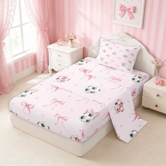 Erosebridal Satin Bow Ribbon Twin Sheets for Girls, Satin Bow Ribbon ...