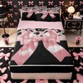 thumbnail image 1 of Erosebridal Satin Bow Zipper Twin Comforter Sets with Fitted Sheet and 2 Pillowcases,Wild Leopard Print Zipper Bedding Set,Pink Black,4-Piece,Pink Reversible, 1 of 6