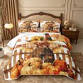 thumbnail image 1 of Erosebridal Scarecrow Sunflower Quilt Full 3-Piece,Fall Harvest Full Bedspread Sets,White Orange Brown,1 Coverlet and 2 Pillowcases, 1 of 7