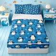 thumbnail image 1 of Erosebridal Scarf Penguin Snowflake Zipper Queen Comforter Set with Fitted Sheet and 2 Pillowcases,Ocean Animals Zipper Bedding Set For Boys,Reversible,4pcs, 1 of 7