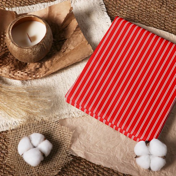 Erosebridal Scarlet White Pinstripe 100% Cotton Fabric by the Yard 1 Yard, Thin Vertical Home Decor Fabric by the Yard