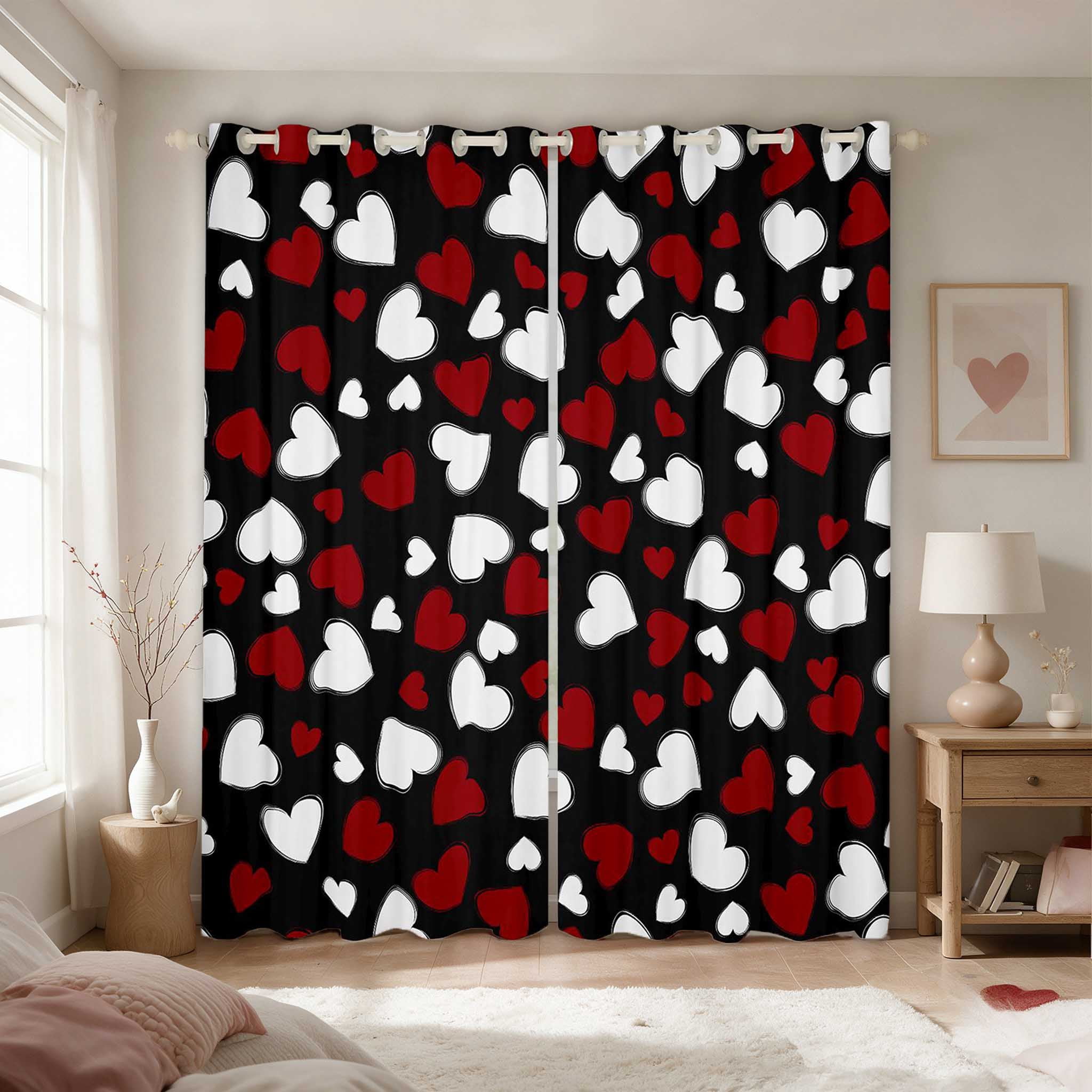 Erosebridal Scattered Heart Valentine Confetti Curtains and Drapes Pack ...