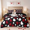 thumbnail image 1 of Erosebridal Scattered Heart Valentine Confetti Duvet Cover Queen for Girls, Black White Red Love Queen Bedding, Black Reversible 3-Piece 1 Duvet Cover and 2 Pillowcases, 1 of 7