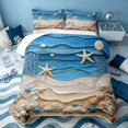thumbnail image 1 of Erosebridal Sea Beach Bed Spread Queen, Marine Starfish Seashell Queen Coverlet Set, Reversible 3-Piece, 1 Quilt and 2 Pillowcases, 1 of 7