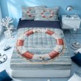 thumbnail image 1 of Erosebridal Sea Buoy Zipper Queen Comforter Set with Fitted Sheet and 2 Pillowcases, Nautical Zipper Bedding Set, Navy Reversible, 1 of 7