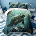 thumbnail image 1 of Erosebridal Sea Manatee Twin Quilt Set, Marine Animal Twin Coverlet Set, Reversible 2pcs, 1 Bedspread and 1 Pillowcase, 1 of 7