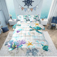 thumbnail image 1 of Erosebridal Sea Turtle Bedding Sets Twin Size, Lodge House Comforter Sets with Sheets, Kawaii Starfish Bed Set, Ultra Soft Bedroom Decor, 7 Pieces, 1 of 6
