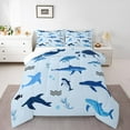 thumbnail image 1 of Erosebridal Sea Turtle Comforter Set King Size Shark Bedding Set Dolphin Comforter Cute Cartoon Kawaii Underwater Animals Quilt Set, 1 of 7