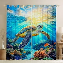 Erosebridal Sea Turtle Curtains Pack of 2 (38x45), Ocean Sealife 30%-50% Blackout Curtains for Bedroom, Kawaii Animal 30%-50% Black Out Curtains, Window Drapes Bedroom Decorative