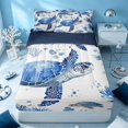 thumbnail image 1 of Erosebridal Sea Turtle Zipper Twin Comforter Sets with Fitted Sheet and 2 Pillowcases, Marine Animal Zipper Bedding Set, Navy Reversible, 1 of 7