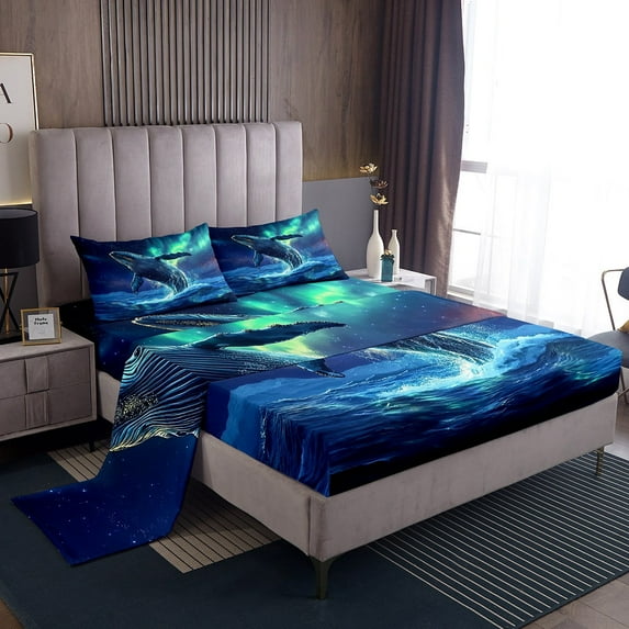 Erosebridal Sealife Whale Sheet Set Twin,Ocean Wildlife Bedding Sets Twin Size,Lightweight Bed Sheets Twin,Sea Theme Decoration,3pcs