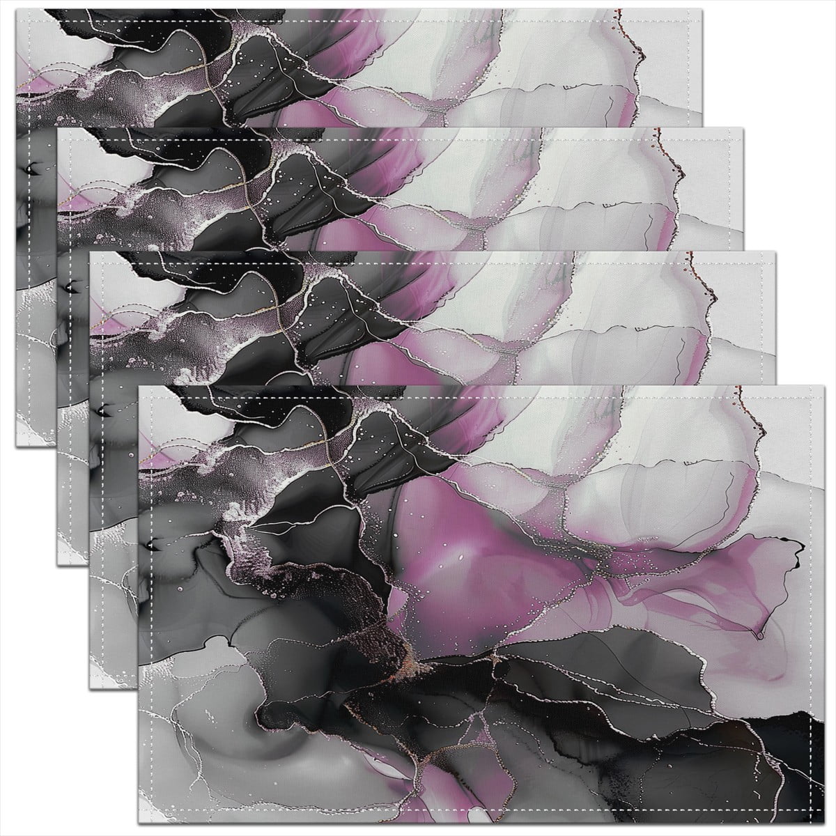 Erosebridal Set of 4 Marble Ombre Placemats 12x18 Inch,Abstract Luxury ...