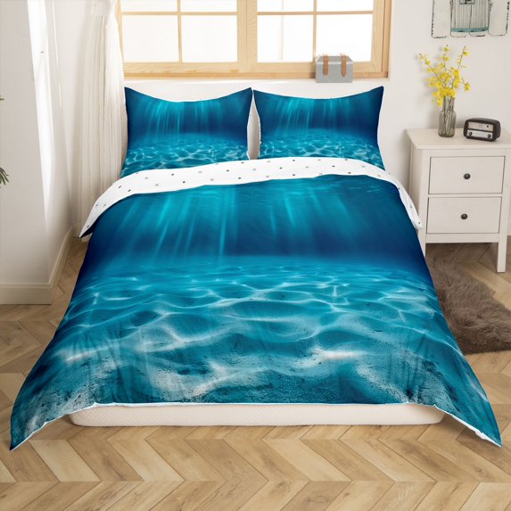 Erosebridal Shallow Sea Duvet Cover Full, Ocean Water Bedding Sets Full Size, Blue Home Decoration, Reversible 3pcs (No Comforter)