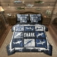 thumbnail image 1 of Erosebridal Shark Comforter Set Twin Size 7 Pieces Ocean Sea Animal Sea Underwater World Bedding Set Blue Gray Plaid Bed in a Bag with Comforter,Sheets, 1 of 5