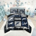 thumbnail image 1 of Erosebridal Shark Comforter Set Twin Size Ocean Sea Animal Bedding Set Sea Underwater World Comforter Blue Gray Plaid Quilt Set, 1 of 7