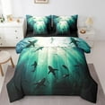 thumbnail image 1 of Erosebridal Sharks Comforter Set Queen 7 Pcs Ocean Animals Sea Creatures Theme Bedding Set Marine life Sealife Underwater World Bed in a Bag with Comforter,Sheets, 1 of 5