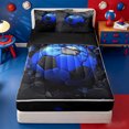 thumbnail image 1 of Erosebridal Shatter Football Print Zipper Queen Comforter Set with Fitted Sheet and 2 Pillowcases,Blue Crack Ball Zipper Bedding Set For Boys,Black Reversible,4pcs, 1 of 7