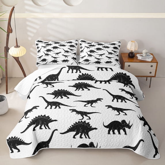 Erosebridal Silhouette Dinosaur Quilt Full for Boys Men, Prehistoric Animal Full Bedspread Sets, 3 Pieces