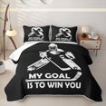 thumbnail image 1 of Erosebridal Silhouette Ice Hockey Goalie Quilt Full for Boys Men, Motivational Print Full Bedspread Sets, Black White, 3 Pieces, 1 of 7