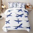 thumbnail image 1 of Erosebridal Simple Blue Aircraft Twin Quilt Set for Boys Men, Airplane Outline Print Twin Coverlet Set, 2 Pieces, 1 of 7