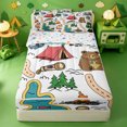 thumbnail image 1 of Erosebridal Simple Camp Sketch Zipper Twin Comforter Sets with Fitted Sheet and 2 Pillowcases,Cartoon Wildlife Camping Pattern Zipper Bedding Set For Boys,Colorful Stars Reversible,4pcs, 1 of 7