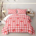 thumbnail image 1 of Erosebridal Simple Gingham Bow Quilt Full for Adults, Red Classic Plaid Ribbon Full Bedspread Sets, 3-Piece, 1 of 7