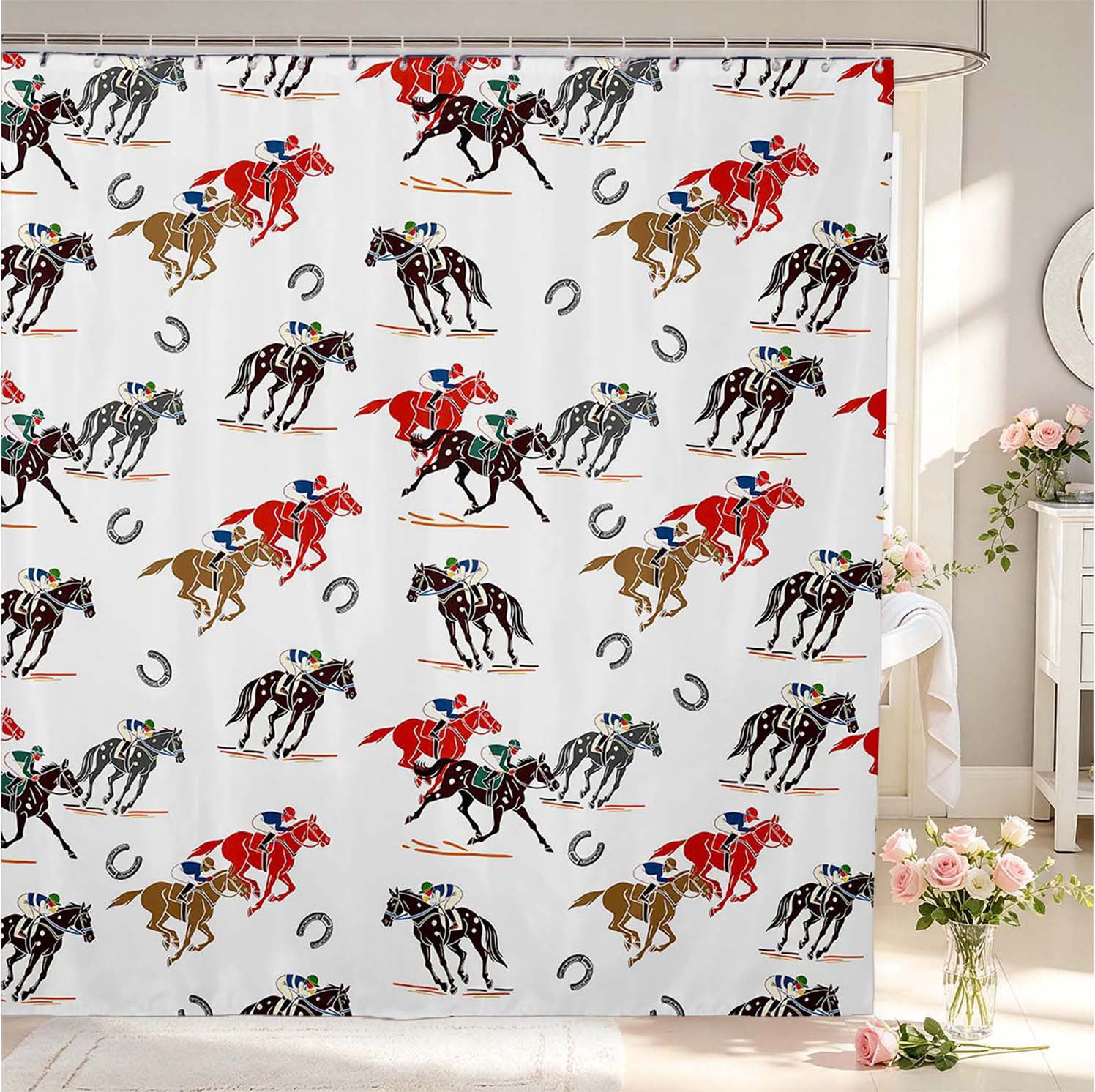 Erosebridal Simple Pattern Riders Shower Curtain 72Wx78L,Fast Horses ...