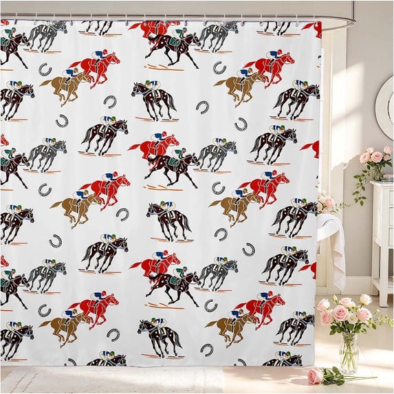Simpl Pattern Food Erosebridal Simple Pattern Riders Shower Curtain 72Wx84L,Fast Horses ...