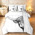 Erosebridal Sketch Highland Cow Animals 7pcs Queen Bedding,Minimal Line ...