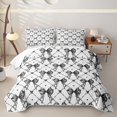 thumbnail image 1 of Erosebridal Sketch Lattice Bow Quilt King for Women Girls, Black Heart Diamond Ribbon King Coverlet Set, 3-Piece, 1 of 7
