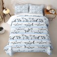 thumbnail image 1 of Erosebridal Sketch Stripe Shark Bed Spread Queen,Marine Animal Queen Coverlet Set For Boys,3 Pieces, 1 of 7
