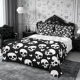 thumbnail image 1 of Erosebridal Skull Hearts King Sheets 4pcs,Dark Halloween Bedding,White Black,1 Flat Sheet, 1 Fitted Sheet and 2 Pillowcases, 1 of 6