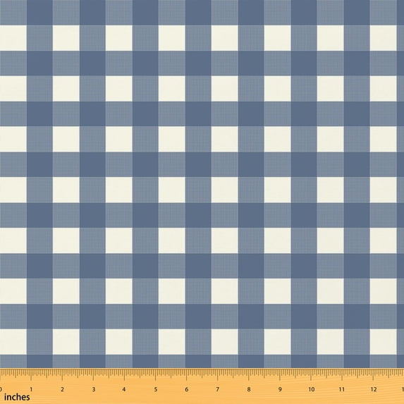 Erosebridal Slate Gingham Fabric by the Yard 2 Yards, Check Grid Pattern Sewing Fabric