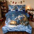 thumbnail image 1 of Manfei Sleigh Twin Bedding 7pcs Christmas Bedding Comforter Set, Black Green, Navy Reversible, 1 of 6