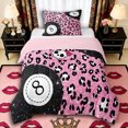 thumbnail image 1 of Erosebridal Snooker Billiards Twin Comforter Sets 3-Piece for Boys Girls,Kids Teens Leopard Print Bling Glitter Print Bedding Set,Pink Reversible,Luxury Bedroom Decor, 1 of 6