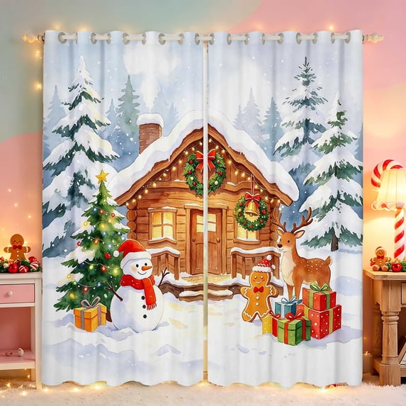 Manfei Snow Blackout Curtains Holiday Window Curtains Pack of 2 (38x45 Each), Lavender Pink
