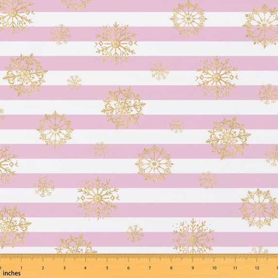 Erosebridal Snowflake Fabric by the Yard 1 Yard Stripes Home Decor Fabric by the Yard, White