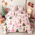 thumbnail image 1 of Manfei Snowflake Full Size Bedding Sets 7-Piece Snow Full Size Bed in a Bag, Cream Red, Pink Reversible, 1 of 6