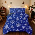 thumbnail image 1 of Manfei Snowflake Full Size Comforter Sets Snow Bedding Comforter Set, Red Green 3-Pieces 1 Comforter and 2 Pillowcases, Navy Reversible, 1 of 6