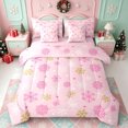 thumbnail image 1 of Erosebridal Snowflake Heart 7-Piece King Bedding,Pink Winter Pattern King Bed in a Bag,Pink Reversible, 1 of 7