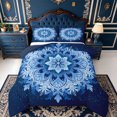 thumbnail image 1 of Erosebridal Snowflake Mandala Full Size Comforter Sets,Deep Blue Crystal Bedding Comforter Set,3 Pieces,1 Comforter and 2 Pillowcases,Navy Blue Reversible, 1 of 7