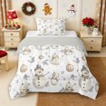 thumbnail image 1 of Erosebridal Snowman Ornaments Queen Comforter Set 3 Pieces,Winter Watercolor Comforter Sets Queen,White Blue,Reversible,1 Comforter and 2 Pillowcases, 1 of 6